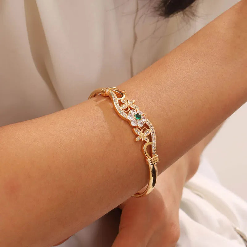 ZIRCONIA GREEN CRYSTAL GOLD BRACELET