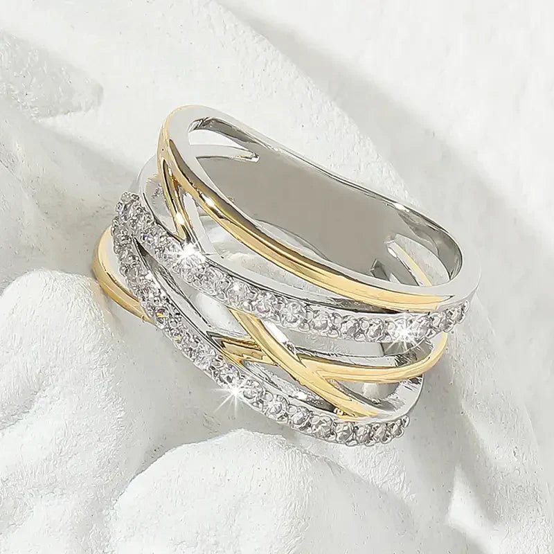 RADIANCE ZIRCONIA RING | MIXED GOLD