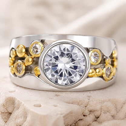 GOLDEN TWO TONE ZIRCONIA RING | GOLD