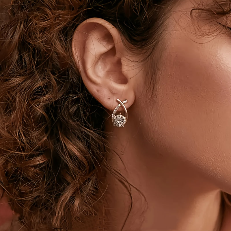CROSS STUD EARRINGS WITH ZIRCONIA | GOLD