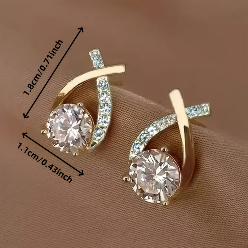 CROSS STUD EARRINGS WITH ZIRCONIA | GOLD