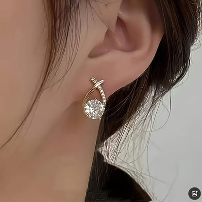 CROSS STUD EARRINGS WITH ZIRCONIA | GOLD