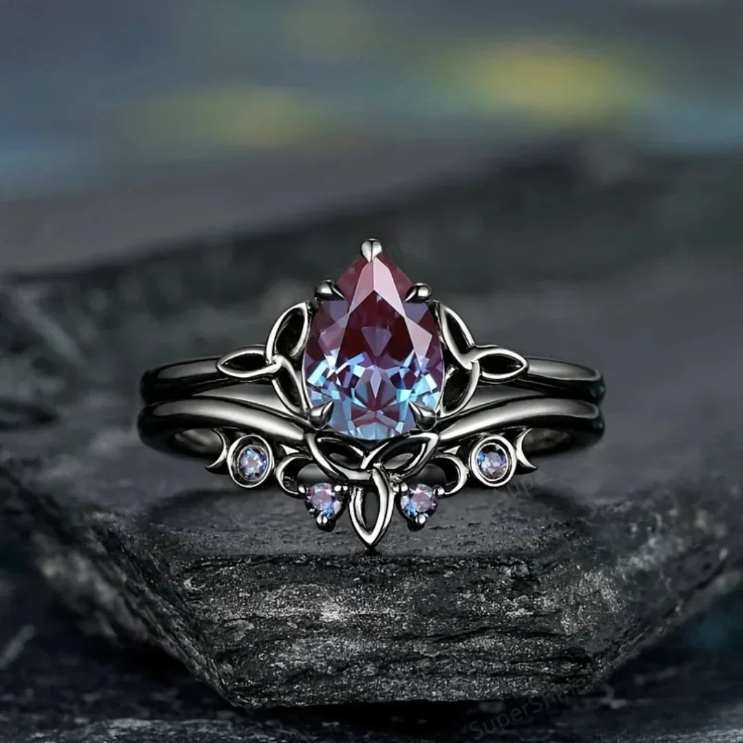 Evelyn Rose Jewelry Amethyst Layers White Gold Ring
