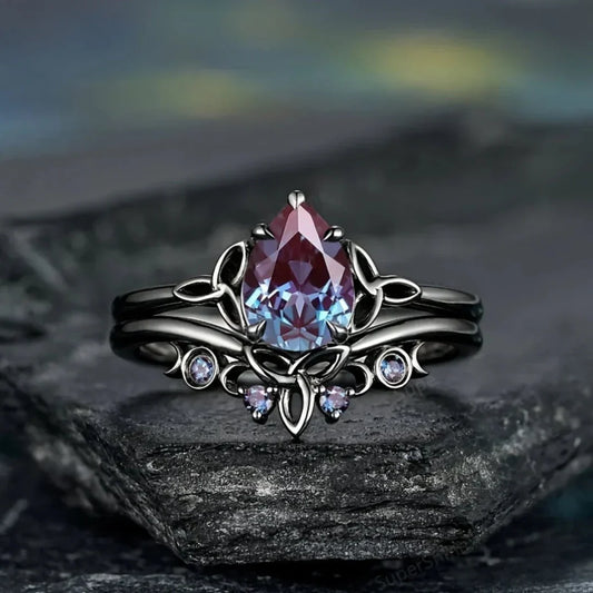 Evelyn Rose Jewelry Amethyst Layers White Gold Ring