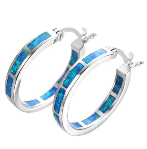 CHIC HOOP EARRINGS | BLUE FIRE OPAL