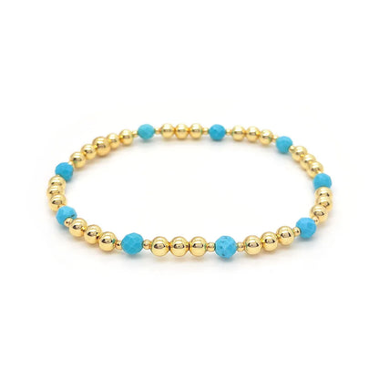 VINTAGE TURQUOISE BEADED CROSS CHARM BRACELET