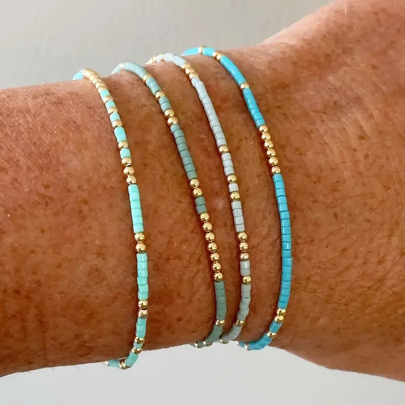CHIC BOHEMIAN TURQUOISE BEADED BRACELET SET | TURQUOISE