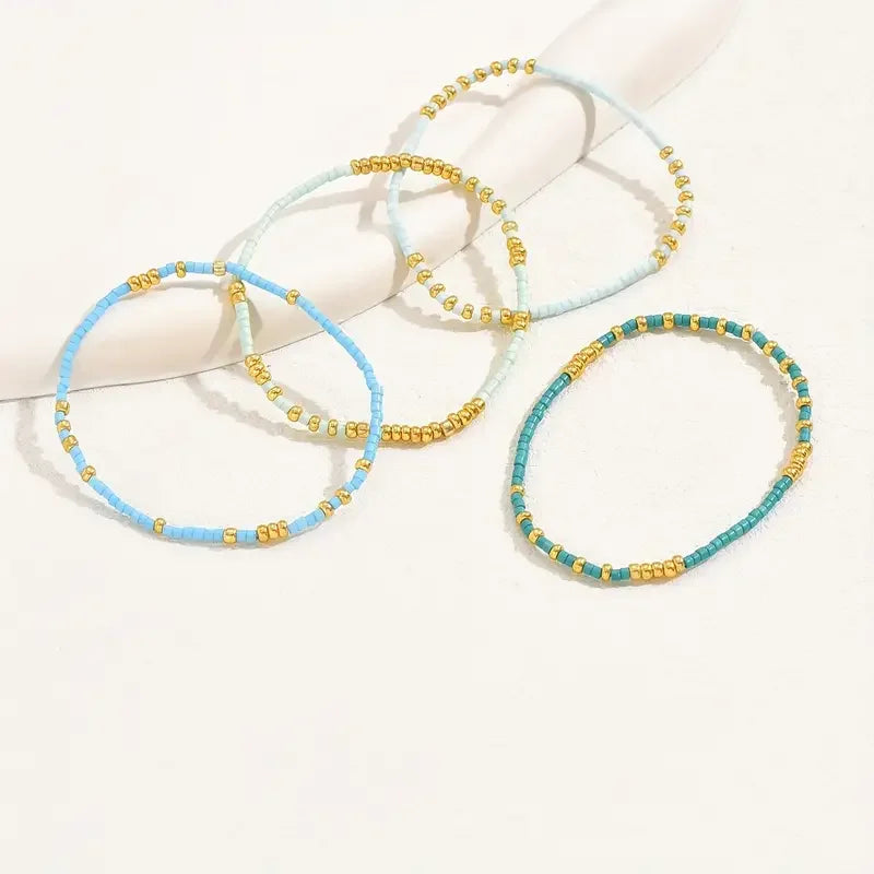 CHIC BOHEMIAN TURQUOISE BEADED BRACELET SET | TURQUOISE