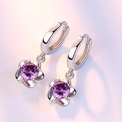 PURPLE AND WHITE ZIRCON EARRINGS | STERLING SILVER