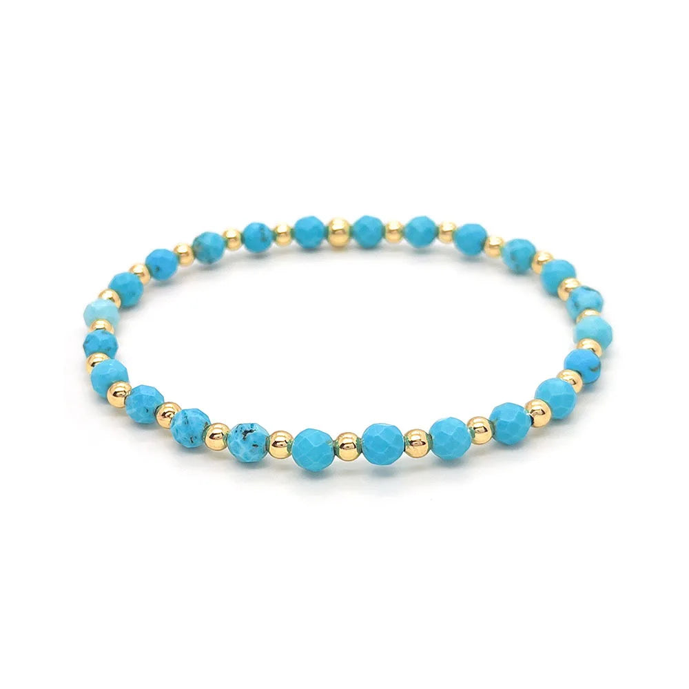 VINTAGE TURQUOISE BEADED CROSS CHARM BRACELET