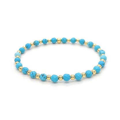 VINTAGE TURQUOISE BEADED CROSS CHARM BRACELET