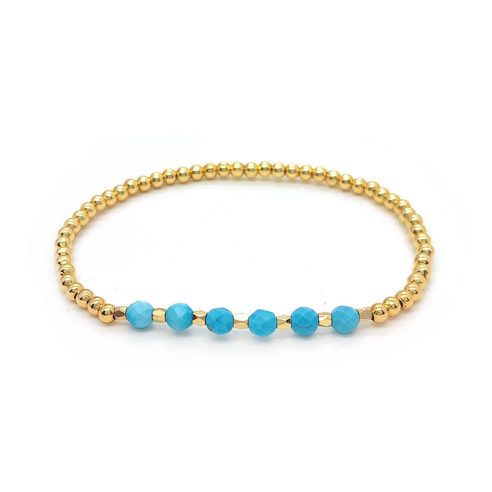 VINTAGE TURQUOISE BEADED CROSS CHARM BRACELET