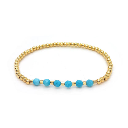 VINTAGE TURQUOISE BEADED CROSS CHARM BRACELET
