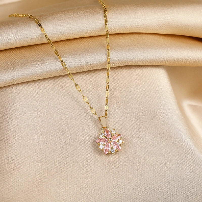 ROMANTIC SAKURA ROSE NECKLACE | GOLD