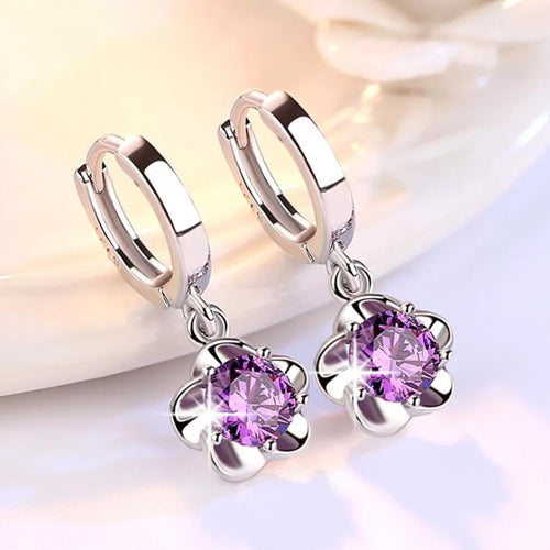 PURPLE AND WHITE ZIRCON EARRINGS | STERLING SILVER