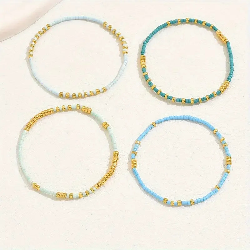 CHIC BOHEMIAN TURQUOISE BEADED BRACELET SET | TURQUOISE