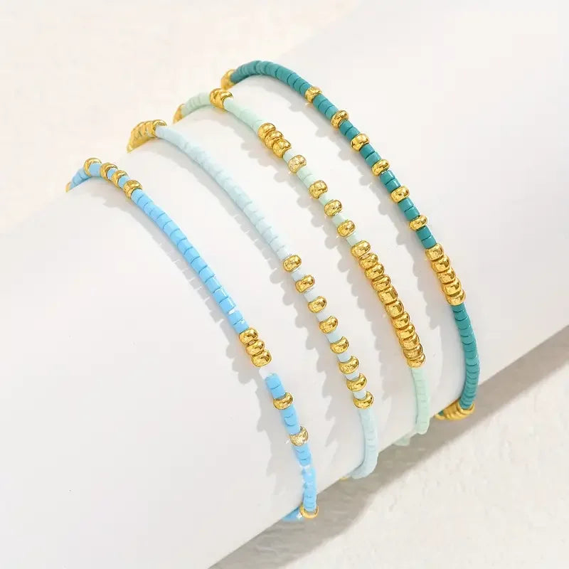CHIC BOHEMIAN TURQUOISE BEADED BRACELET SET | TURQUOISE