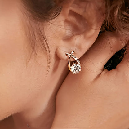 CROSS STUD EARRINGS WITH ZIRCONIA | GOLD