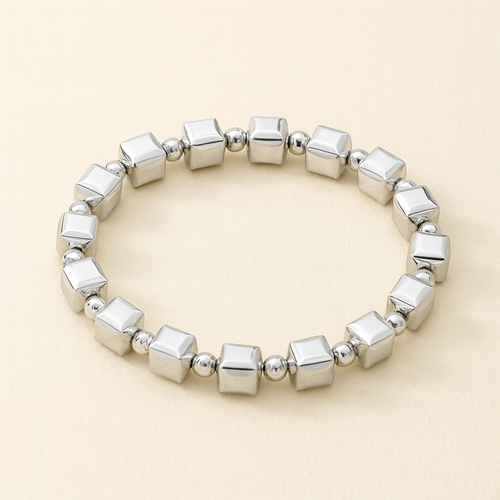 VINTAGE CUBIC BEADS BRACELET | SILVER