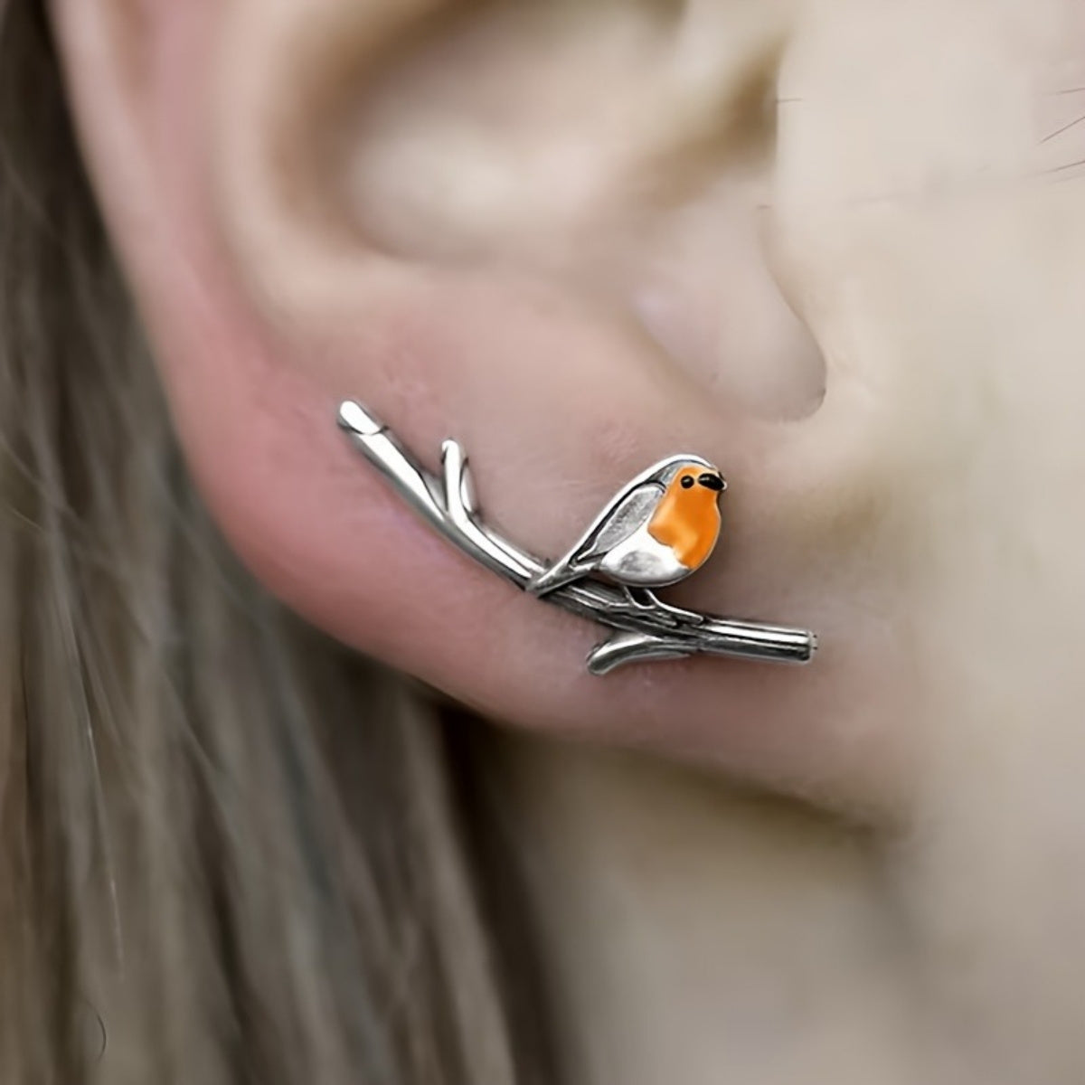 CARTOON BIRD EARRINGS | SILVER