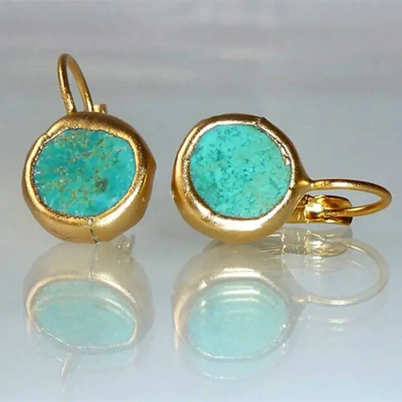 ELEGANT TURQUOISE STONE EARRINGS | GOLD