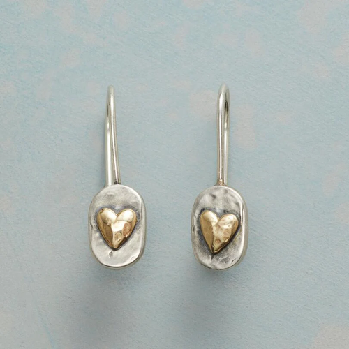 HEART-SHAPED EARRINGS | SILVER AND GOLD