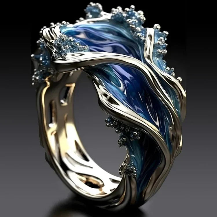 Evelyn Rose Jewelry Antique Golden Ocean Wavy Ring