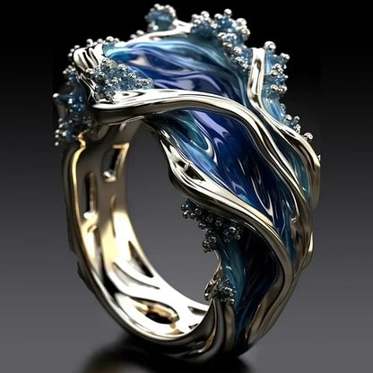 Evelyn Rose Jewelry Antique Golden Ocean Wavy Ring