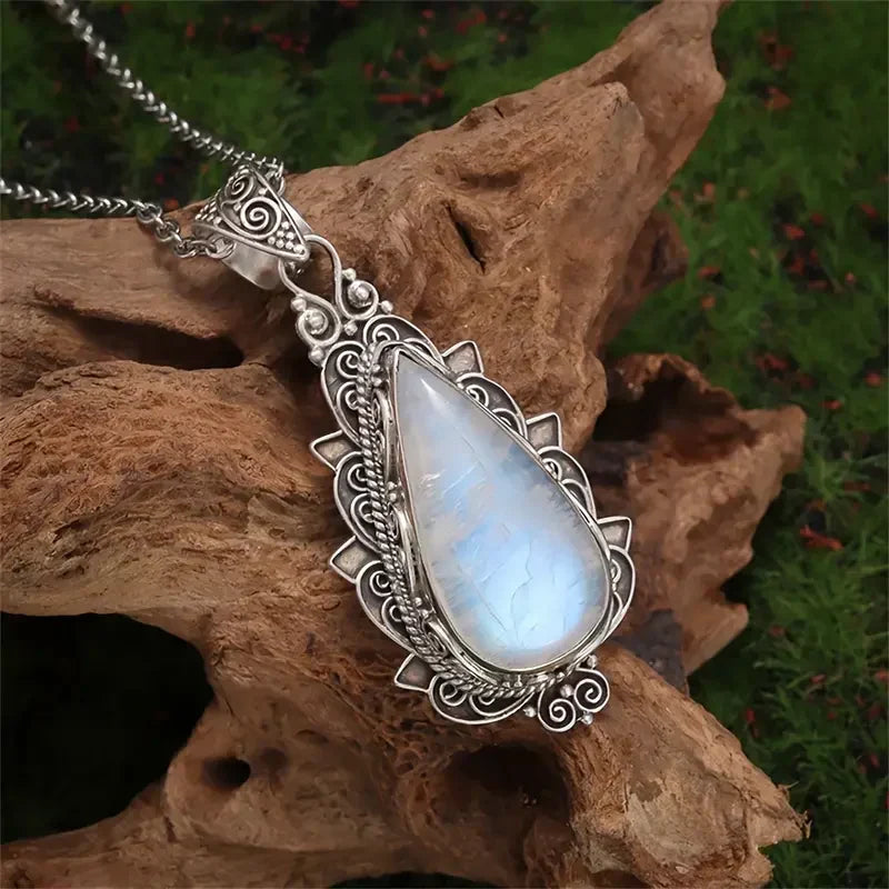 Evelyn Rose Jewelry Antique Moonstone Drop Necklace