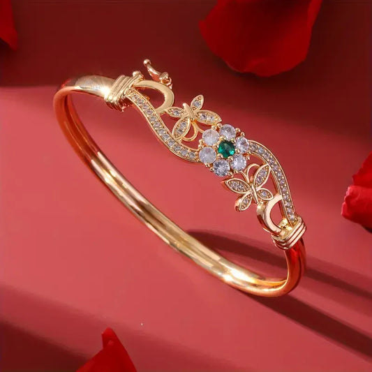Zirconia Green Crystal Gold Bracelet