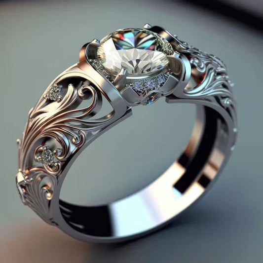 Evelyn Rose Jewelry Exquisite Crystal White Gold Ring