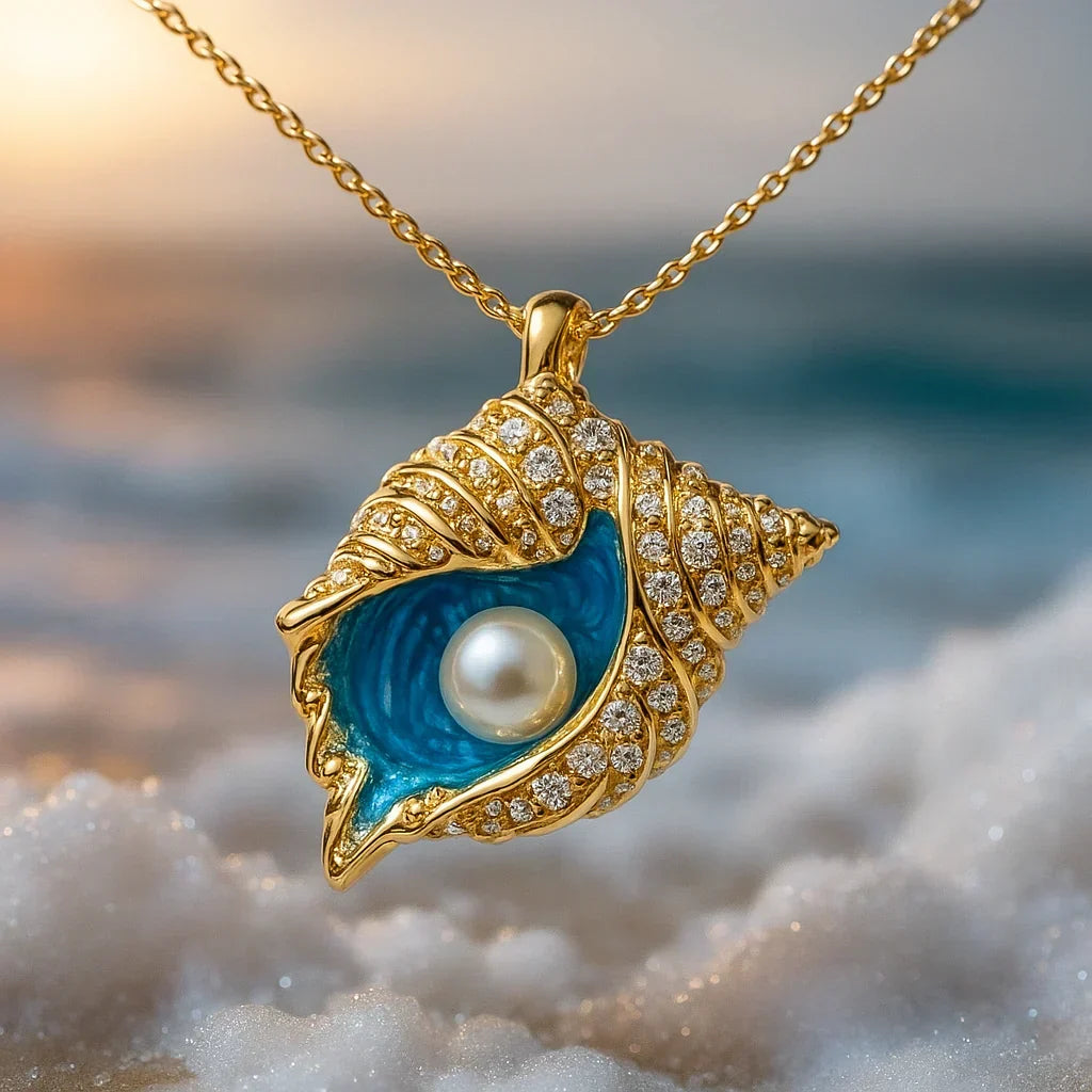 Evelyn Rose Jewelry Radiant Pearl Seashell Gold Necklace