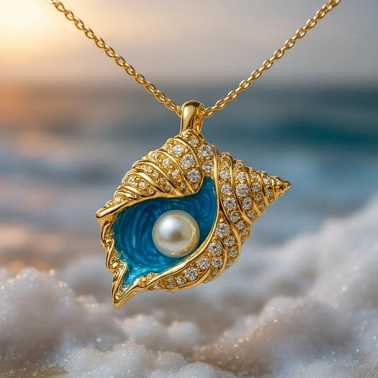 Evelyn Rose Jewelry Radiant Pearl Seashell Gold Necklace