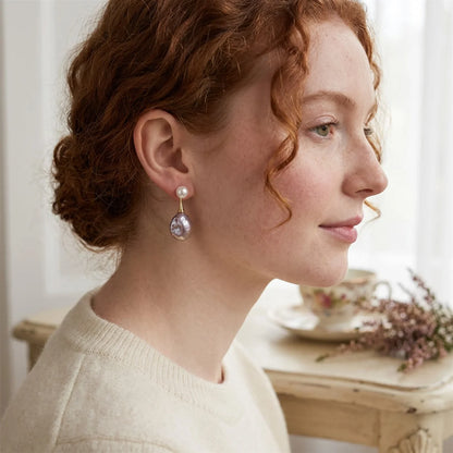 EXQUISITE LILAC PEARL EARRINGS | GOLD