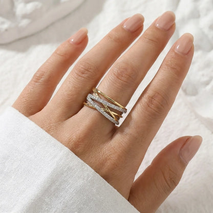 SILVERGOLD RADIANCE ZIRCONIA RING | MIXED GOLD