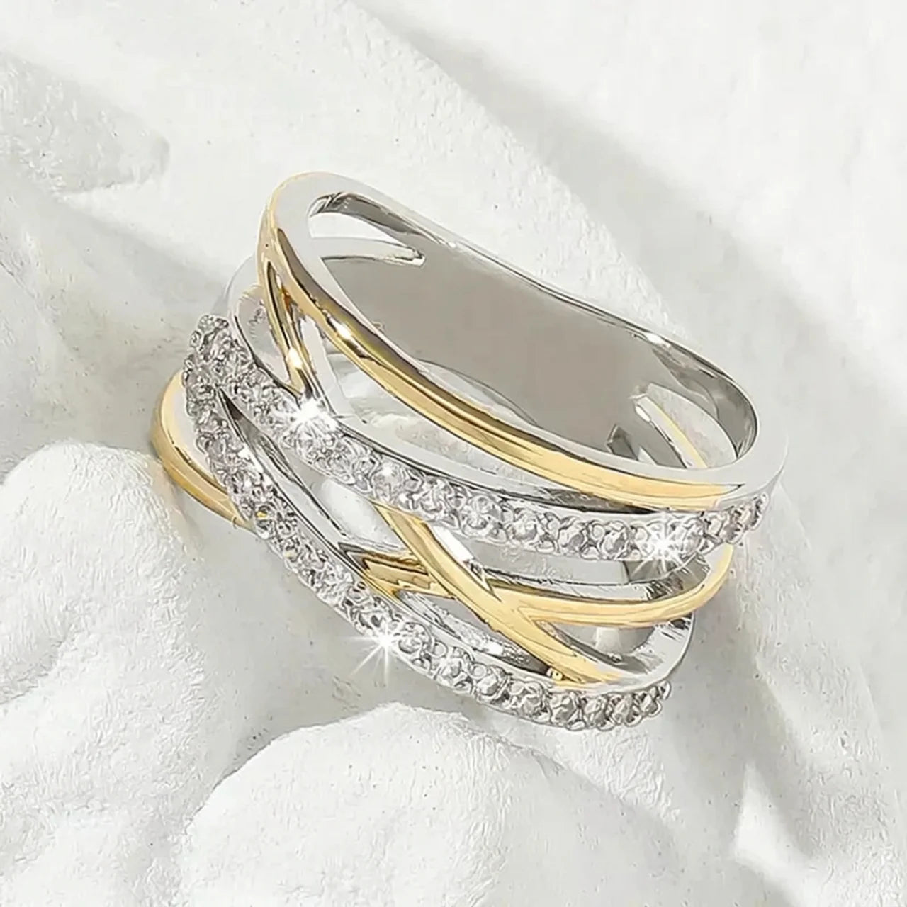 SILVERGOLD RADIANCE ZIRCONIA RING | MIXED GOLD