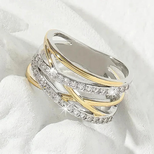 SILVERGOLD RADIANCE ZIRCONIA RING | MIXED GOLD