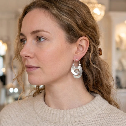 ANTIQUE IRREGULAR FORM EARRINGS | WHITE GOLD