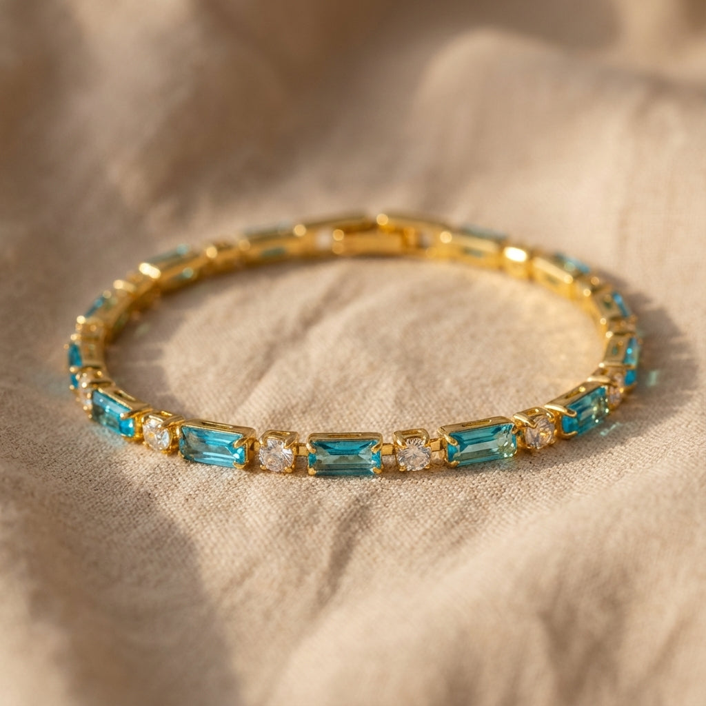 ELEGANT NATURAL TURQUOISE AND GOLD BRACELET | GOLD