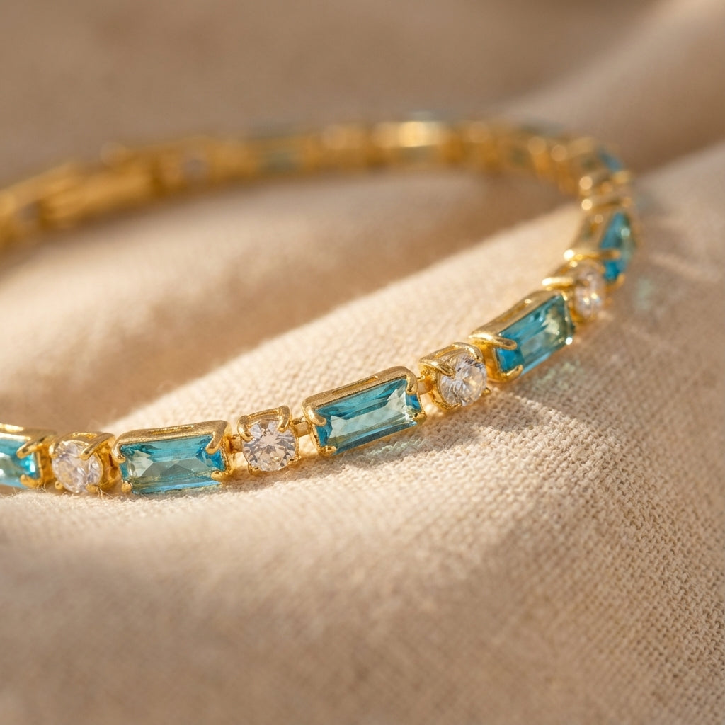ELEGANT NATURAL TURQUOISE AND GOLD BRACELET | GOLD